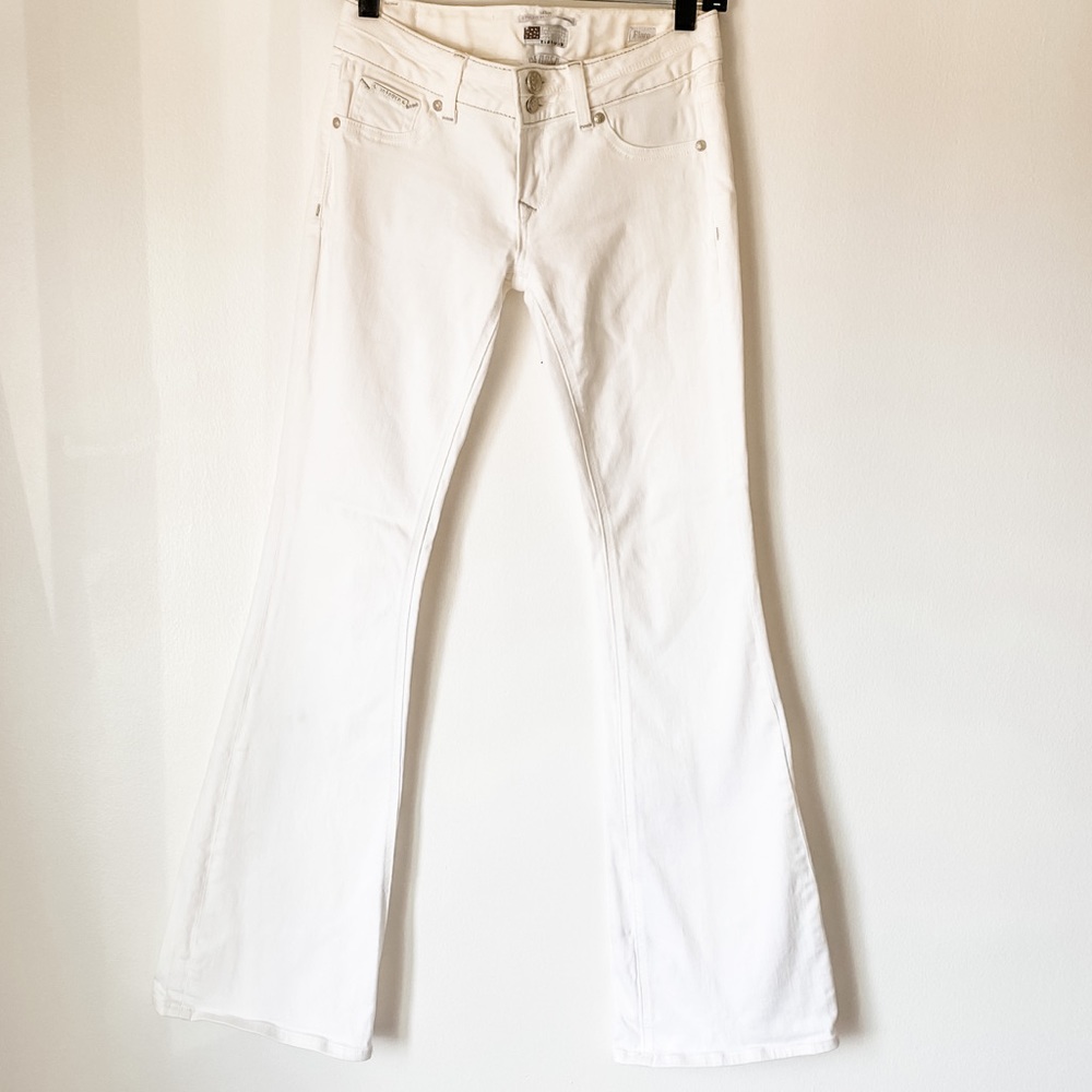Express White denim flare leg pants